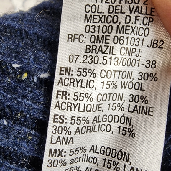 Quicksilver Cotton Wool Crewneck Pullover Sweater Speckled Yarn Navy Size Large - Picture 15 of 15